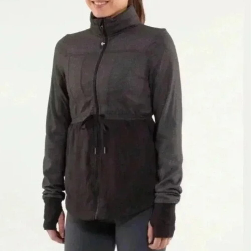Lululemon Inner Peace Reversible Activewear Jacket, Zip Up, Gray/Black - Women 6
